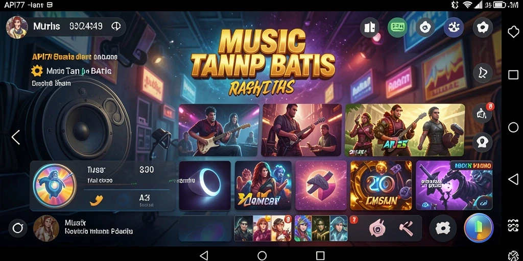 Tangkapan layar utama API77 menunjukkan pengalaman bermain musik yang seru.