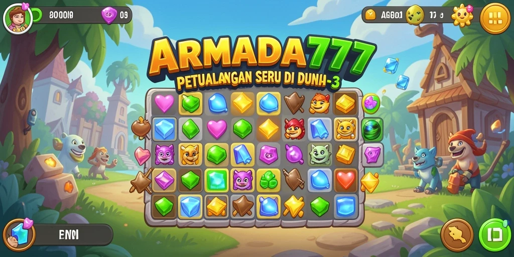 Tampilan gameplay seru dari ARMADA777 dengan tantangan Match-3.