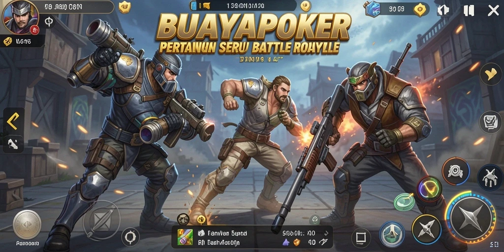 Tampilan gameplay menarik dari BUAYAPOKER dengan aksi Battle Royale
