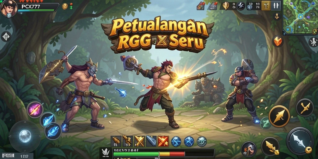 Gameplay seru PCX777 dengan pertarungan epik dan karakter unik.
