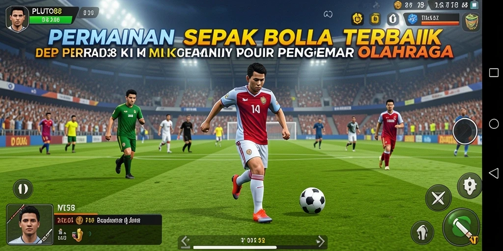 Gameplay dinamis PLUTO88 menampilkan pemain dalam laga sepak bola yang seru.