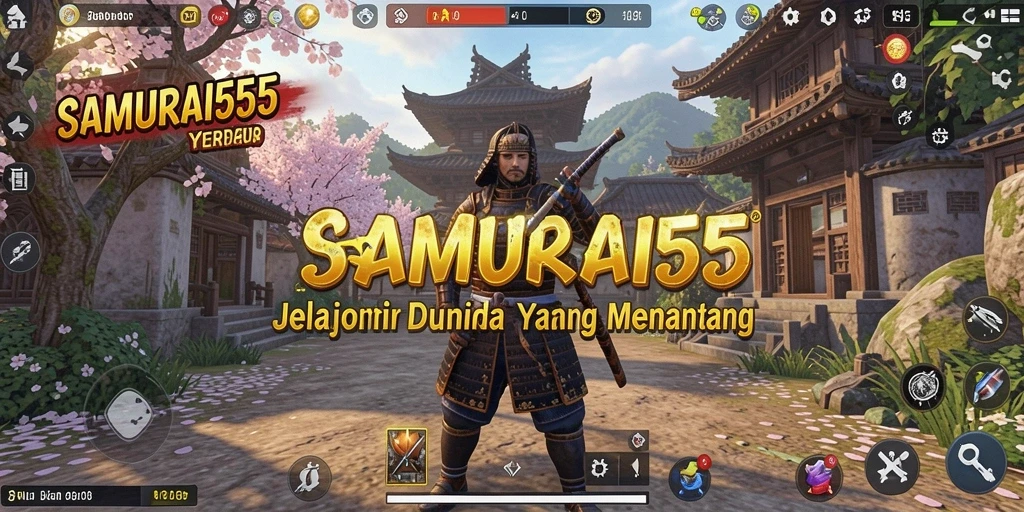 Screenshot gameplay SAMURAI555 yang menampilkan pertarungan dan strategi.