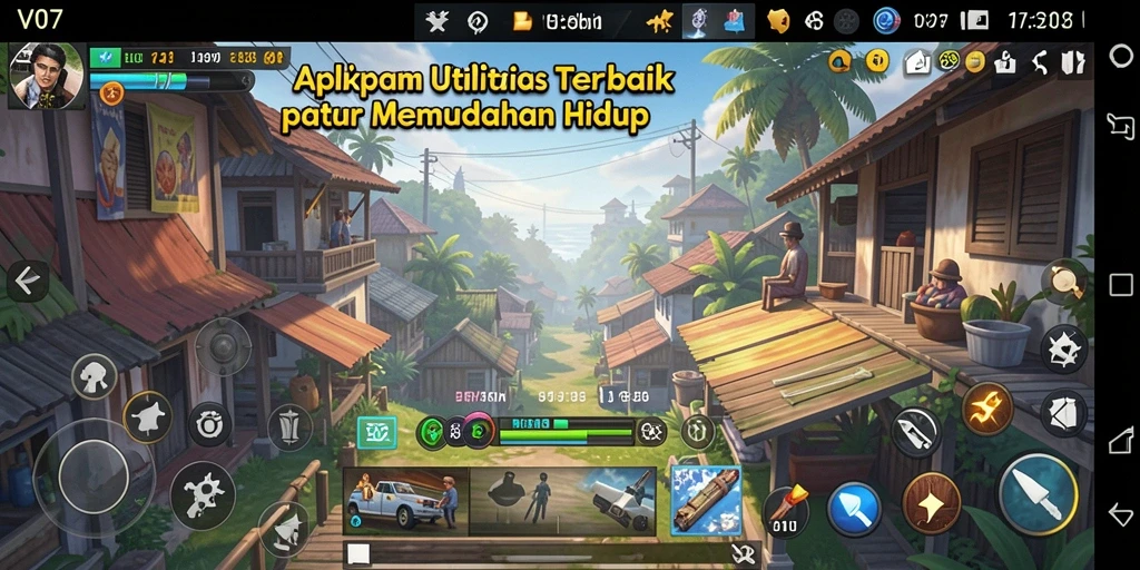 Tampilan utama aplikasi V07 yang menampilkan fitur utilitas.